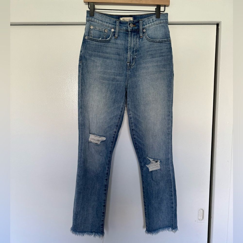Madewell Cropped Perfect Vintage Distressed Straight Leg Jean Size 26